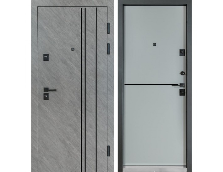 Фото Вхідні двері квартирного типу Термо Fortezza модель №563/556 зріз каменю/сірий шифер 1