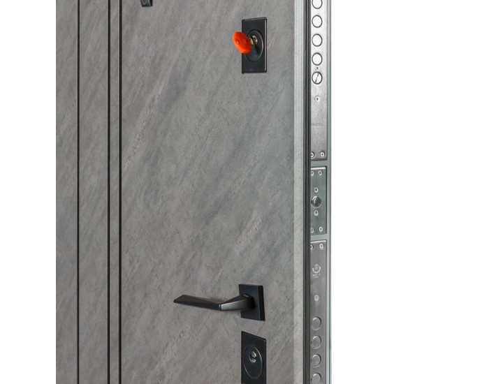 Фото Входная дверь квартирного типа Термо Fortezza модель №563/556 срез камня/серый шифер 5