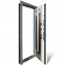 Двери входные БУЛАТ Термо Статус (квадро) мод. №269/263 Хром/Белый матовый