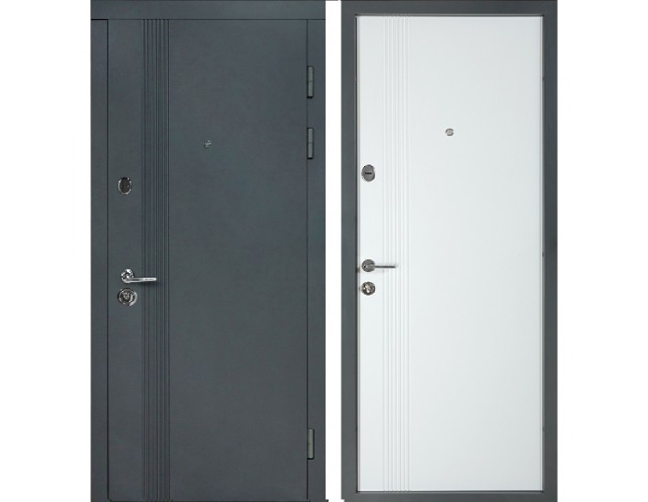 Фото Двері вхідні квартирного типу В-413 мод. №172 графіт матовий / біла крокрень 1
