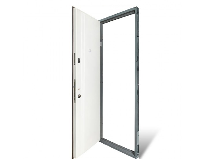 Фото Двері вхідні квартирного типу В-413 мод. №172 графіт матовий / біла крокрень 4