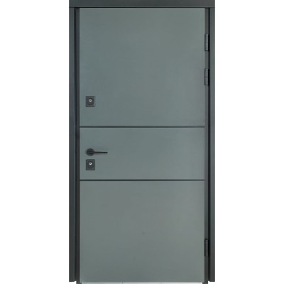 Входные двери уличного типа БУЛАТ Cottage мод. №703/237 metalic grey/белый атласный