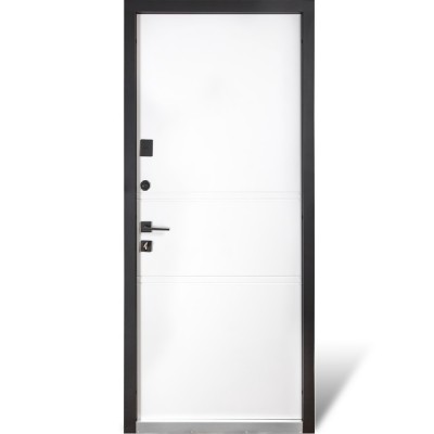 Входные двери уличного типа БУЛАТ Cottage мод. №703/237 metalic grey/белый атласный