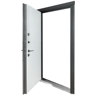 Входные двери уличного типа БУЛАТ Cottage мод. №703/237 metalic grey/белый атласный