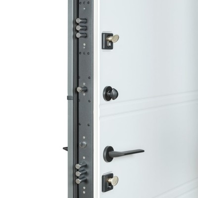 Входные двери уличного типа БУЛАТ Cottage мод. №703/237 metalic grey/белый атласный