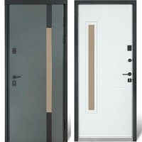 Двері вхідні БУЛАТ Cottage мод. №705/431 metalic grey/білий атласний