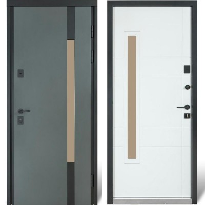 Вхідні двері вуличного типу БУЛАТ Cottage мод. №705/431 metalic grey/білий атласний