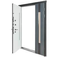 Двері вхідні БУЛАТ Термо House 1200 мод. №706/431 темний антрацит/білий атласний