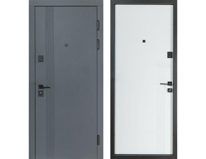 Фото Двері вхідні квартирного типу Revolut В-434 мод. №172 антрацит/білий матовий гладкий 1