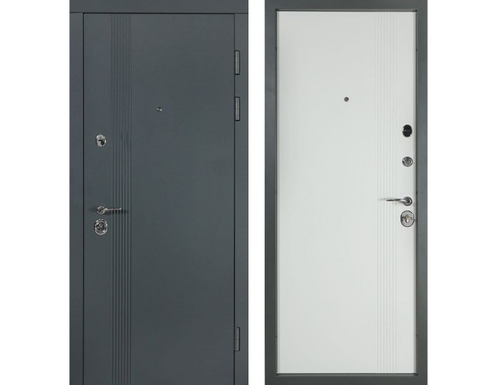 Фото Двері вхідні квартирного типу Revolut В-81 мод. №172 антрацит/білий матовий гладкий 1