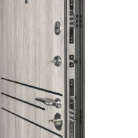 Двери входные БУЛАТ Revolut В-81 мод. №544 дуб нем карбон/дуб нем серебряный