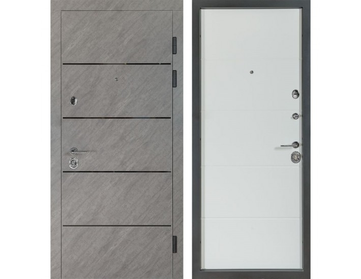 Фото Дверь входная квартирного типа Revolut В-81 мод. №559/191 срез камня/белый матовый гладкий 1