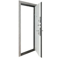 Двері вхідні БУЛАТ Revolut В-81 мод. №559/191 зріз каменя/білий матовий гладкий