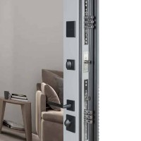 Двери входные БУЛАТ Ультра мод. №557/607 зеркало (пепельный металлик/серый шифер)