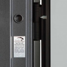 Двери входные БУЛАТ Ультра мод. №557/607 зеркало (пепельный металлик/серый шифер)