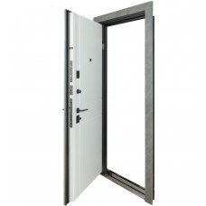 Двери входные БУЛАТ Ультра мод. №540/249 срез камня/белый матовый гладкий