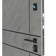 Двери входные БУЛАТ Ультра мод. №540/249 срез камня/белый матовый гладкий