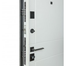 Двери входные БУЛАТ Ультра мод. №540/249 срез камня/белый матовый гладкий