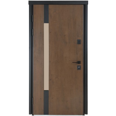 Входные двери уличного типа БУЛАТ Термо House мод. №705/428 дуб бронза/орех натуральный