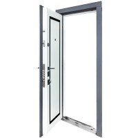 Двері вхідні БУЛАТ Термо Олімп мод. №575/568 оксид чорний/білий матовий