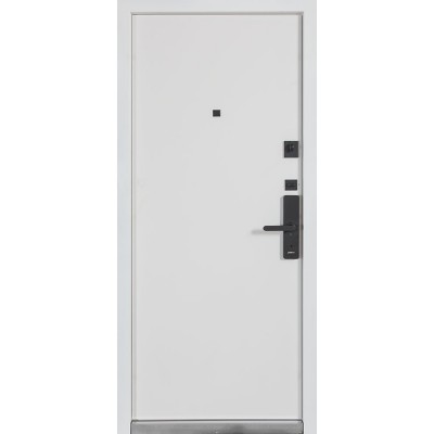 Вхідні двері БУЛАТ Термо Тандем Електро (квадро) Kale модель 590 Гладка зріз каменю/Білий матовий гладкий Безключовий доступ