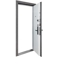 Двери входные БУЛАТ Термо Тандем Електро (квадро) Kale модель 590 Гладкая Срез камня/Белый матовий гладкий Безключевой доступ