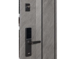 Двери входные БУЛАТ Термо Тандем Електро (квадро) Kale модель 590 Гладкая Срез камня/Белый матовий гладкий Безключевой доступ