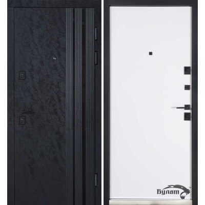 Вхідні двері БУЛАТ Булат Тандем (квадро) Kale модель 586 Гладка Оксид чорний весь декор/Білий матовий гладкий