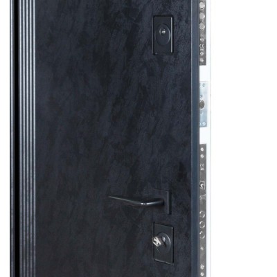 Вхідні двері БУЛАТ Булат Тандем (квадро) Kale модель 586 Гладка Оксид чорний весь декор/Білий матовий гладкий