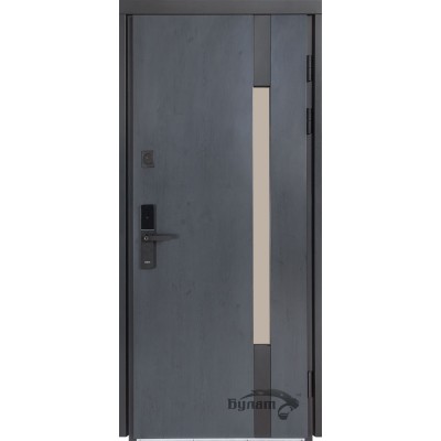 Вхідні двері БУЛАТ Термо Хаус Електро модель 705/431 Антрацит Темний/Білий атласний
