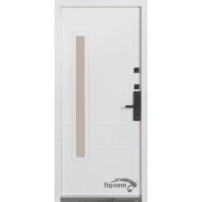 Вхідні двері БУЛАТ Термо Хаус Електро модель 705/431 Антрацит Темний/Білий атласний