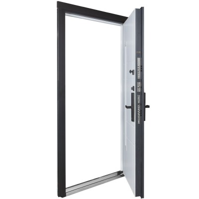 Вхідні двері БУЛАТ Термо Хаус Електро модель 705/431 Антрацит Темний/Білий атласний