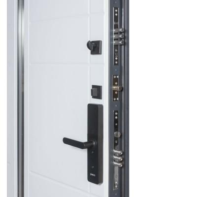 Вхідні двері БУЛАТ Термо Хаус Електро модель 705/431 Антрацит Темний/Білий атласний