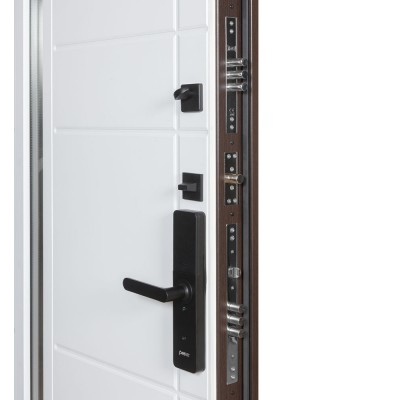 Входные двери БУЛАТ Термо Хаус Електро модель 705/431 Венге темный/Белый атласный