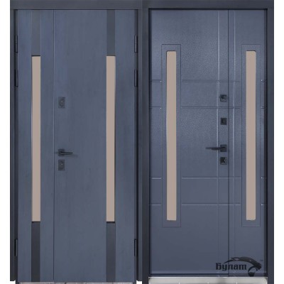 Вхідні двері БУЛАТ Термо Хаус модель 706/431 — 1200мм Темний антрацит/Антрацит сірий