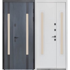 Двері вхідні БУЛАТ Термо Хаус модель 706/431 — 1200мм Темний антрацит/Білий атласний