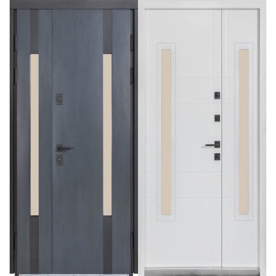 Вхідні двері БУЛАТ Термо Хаус модель 706/431 — 1200мм Темний антрацит/Білий атласний
