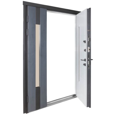 Вхідні двері БУЛАТ Термо Хаус модель 706/431 — 1200мм Темний антрацит/Білий атласний