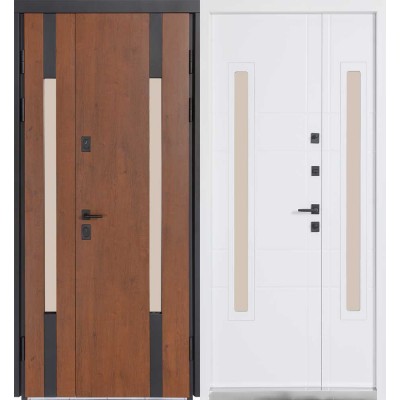 Входные двери БУЛАТ Термо Хаус модель 706/431 — 1200 мм Дуб бронза/Белый атласный