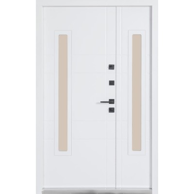 Входные двери БУЛАТ Термо Хаус модель 706/431 — 1200 мм Дуб бронза/Белый атласный