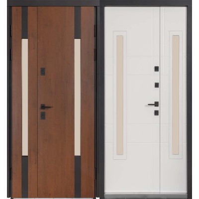 Входные двери БУЛАТ Термо Хаус модель 706/431 — 1200мм Дуб бронза/Молочный