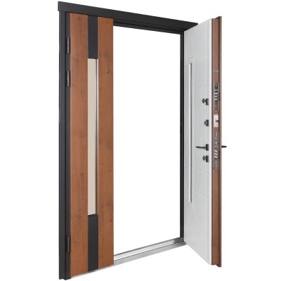 Входные двери БУЛАТ Термо Хаус модель 706/431 — 1200мм Дуб бронза/Молочный