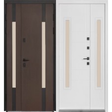 Двері вхідні БУЛАТ Термо Хаус модель 706/431 — 1200 мм Венге темний/Білий атласний