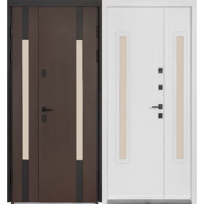 Вхідні двері БУЛАТ Термо Хаус модель 706/431 — 1200 мм Венге темний/Білий атласний