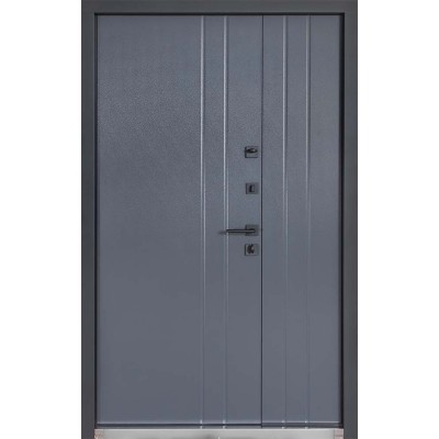 Вхідні двері БУЛАТ Термо Хаус модель 710/265 — 1200мм Темний антрацит/Антрацит сірий