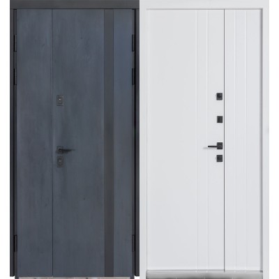 Вхідні двері БУЛАТ Термо Хаус модель 710/265 — 1200мм Темний антрацит/Білий атласний