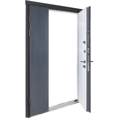 Вхідні двері БУЛАТ Термо Хаус модель 710/265 — 1200мм Темний антрацит/Білий атласний