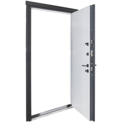 Входные двери БУЛАТ Термо Хаус модель 710/265 Темный антрацит/Белый атласный