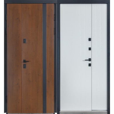 Входные двери БУЛАТ Термо Хаус модель 710/265 — 1200 мм Дуб бронза/Молочный