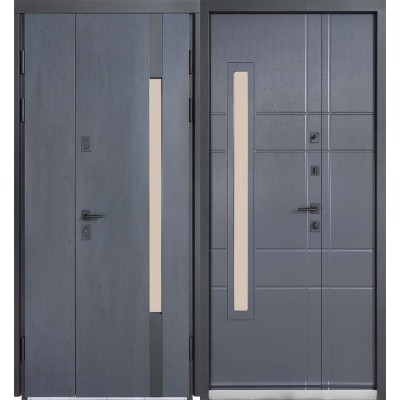 Вхідні двері БУЛАТ Термо Хаус модель 705/431 — 1200 мм Темний антрацит/Антрацит сірий